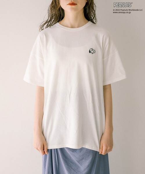 PEANUTS（ピーナッツ）の「PEANUTSゆるTシャツ（Tシャツ/カットソー・レディース・ブラック/オフホワイト・FREE）」の9枚目の写真