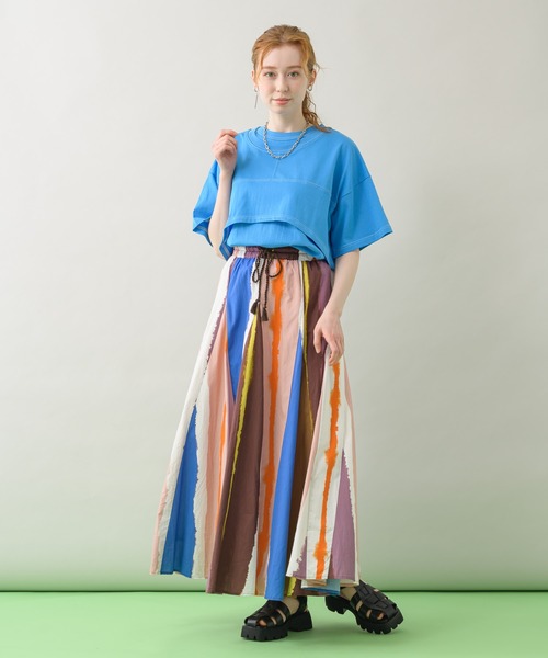 Paradise Picnic(パラダイスピクニック)の「TE VALT ぼかしプリントロングスカート(スカート・レディース・ホワイト/ネイビー・FREE)」の7枚目の写真