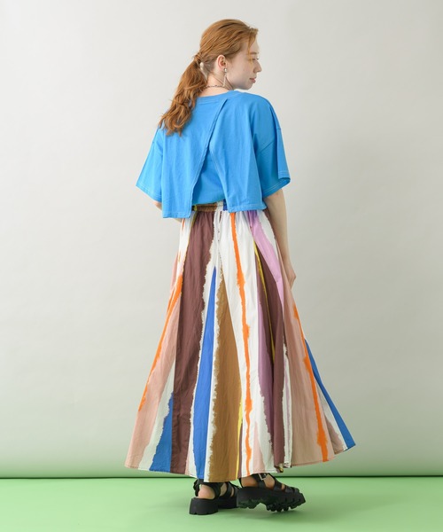 Paradise Picnic(パラダイスピクニック)の「TE VALT ぼかしプリントロングスカート(スカート・レディース・ホワイト/ネイビー・FREE)」の3枚目の写真