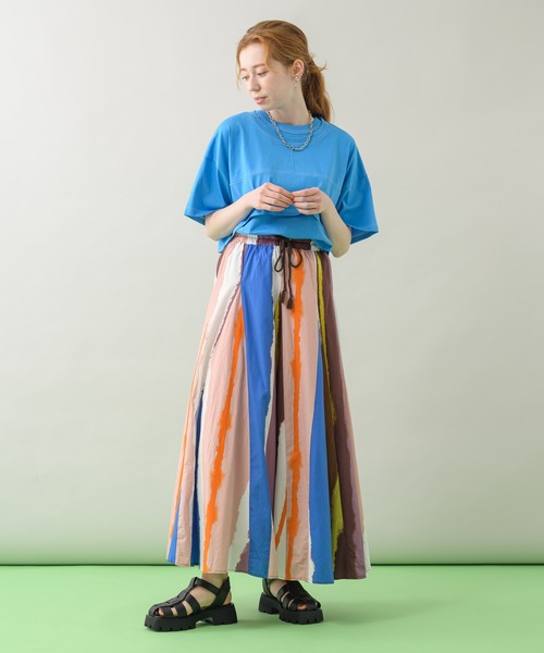 Paradise Picnic(パラダイスピクニック)の「TE VALT ぼかしプリントロングスカート(スカート・レディース・ホワイト/ネイビー・FREE)」の19枚目の写真