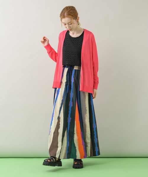 Paradise Picnic(パラダイスピクニック)の「TE VALT ぼかしプリントロングスカート(スカート・レディース・ホワイト/ネイビー・FREE)」の21枚目の写真