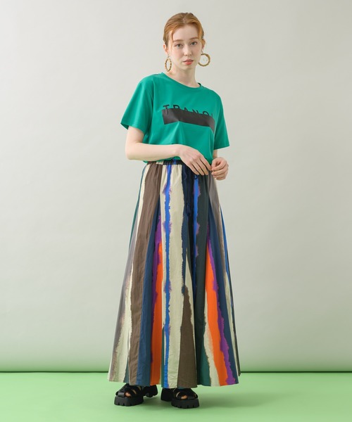 Paradise Picnic(パラダイスピクニック)の「TE VALT ぼかしプリントロングスカート(スカート・レディース・ホワイト/ネイビー・FREE)」の6枚目の写真