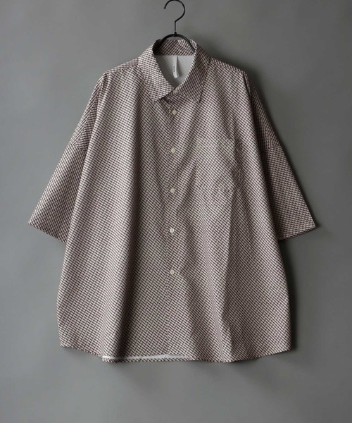 SITRY(シトリー)の「Oversize Drop shoulder Patterned shirt/オーバーサイズ ドロップショルダー 総柄 シャツ(シャツ/ブラウス・メンズ・ホワイト/ライトブルー/ブラック/ベージュ/オフホワイト/イエロー/ブルー/グリーン/ライトブラウン/ブラック系その他・M/L/XL)」の1枚目の写真