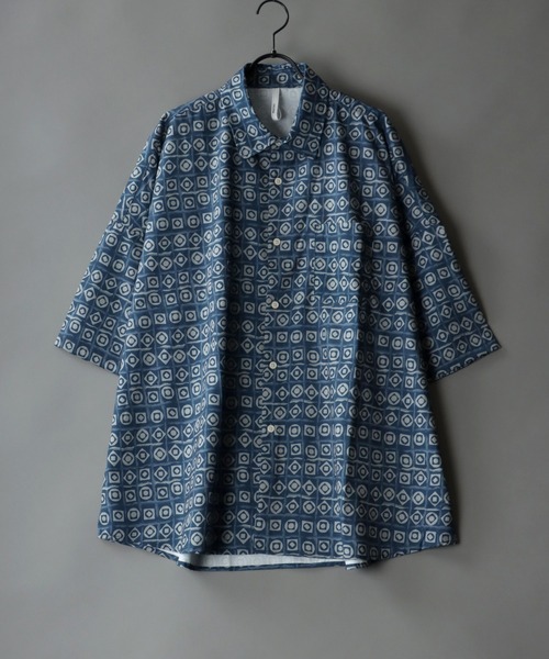 SITRY(シトリー)の「Oversize Drop shoulder Patterned shirt/オーバーサイズ ドロップショルダー 総柄 シャツ(シャツ/ブラウス・メンズ・ホワイト/ライトブルー/ブラック/ベージュ/オフホワイト/イエロー/ブルー/グリーン/ライトブラウン/ブラック系その他・M/L/XL)」の9枚目の写真