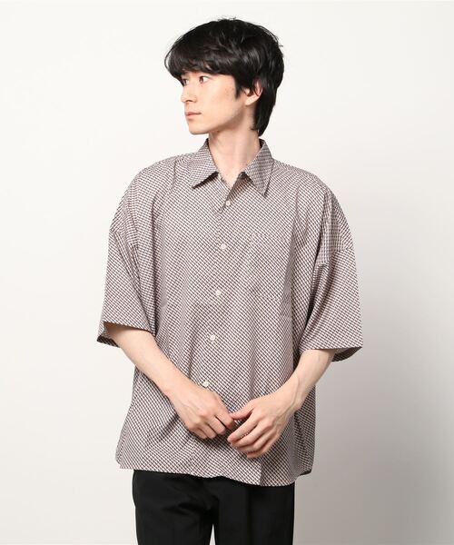 SITRY(シトリー)の「Oversize Drop shoulder Patterned shirt/オーバーサイズ ドロップショルダー 総柄 シャツ(シャツ/ブラウス・メンズ・ホワイト/ライトブルー/ブラック/ベージュ/オフホワイト/イエロー/ブルー/グリーン/ライトブラウン/ブラック系その他・M/L/XL)」の11枚目の写真