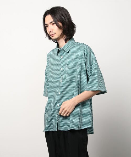 SITRY(シトリー)の「Oversize Drop shoulder Patterned shirt/オーバーサイズ ドロップショルダー 総柄 シャツ(シャツ/ブラウス・メンズ・ホワイト/ライトブルー/ブラック/ベージュ/オフホワイト/イエロー/ブルー/グリーン/ライトブラウン/ブラック系その他・M/L/XL)」の12枚目の写真
