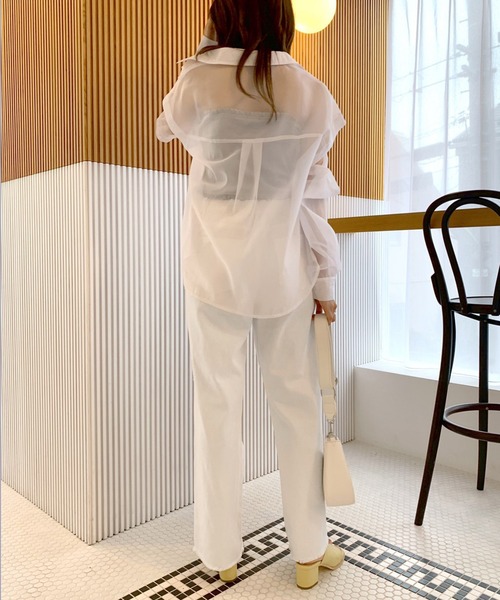 OLIVE des OLIVE（オリーブデオリーブ）の「ストレートデニムダメージパンツ（デニムパンツ・レディース・ブラック/オフホワイト/サックスブルー・FREE）」の15枚目の写真