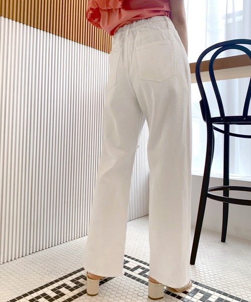 OLIVE des OLIVE（オリーブデオリーブ）の「ストレートデニムダメージパンツ（デニムパンツ・レディース・ブラック/オフホワイト/サックスブルー・FREE）」の19枚目の写真