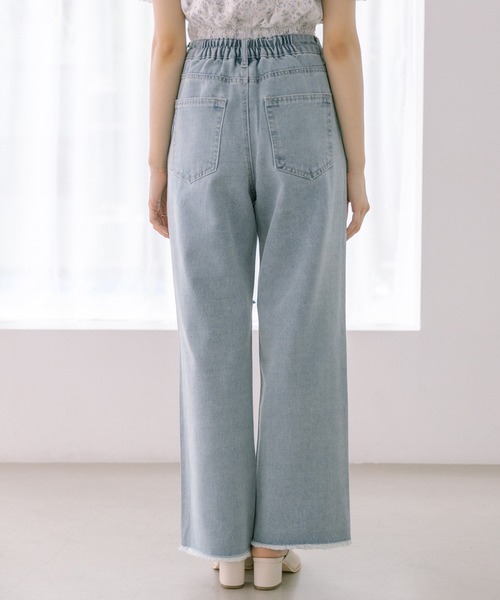 OLIVE des OLIVE（オリーブデオリーブ）の「ストレートデニムダメージパンツ（デニムパンツ・レディース・ブラック/オフホワイト/サックスブルー・FREE）」の14枚目の写真