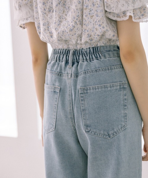 OLIVE des OLIVE（オリーブデオリーブ）の「ストレートデニムダメージパンツ（デニムパンツ・レディース・ブラック/オフホワイト/サックスブルー・FREE）」の7枚目の写真