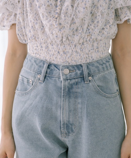 OLIVE des OLIVE（オリーブデオリーブ）の「ストレートデニムダメージパンツ（デニムパンツ・レディース・ブラック/オフホワイト/サックスブルー・FREE）」の18枚目の写真