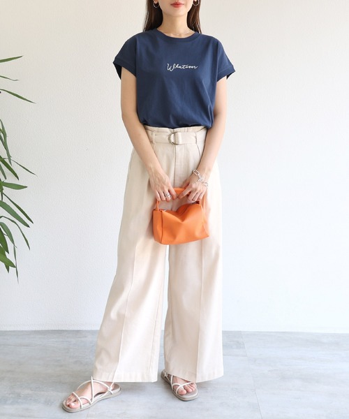 andme(アンドミー)の「リネンベルト付ハイウエストワイドパンツ(その他パンツ・レディース・ブラック/ネイビー/レッド/イエロー/グレイッシュベージュ/キナリ・M/L)」の8枚目の写真