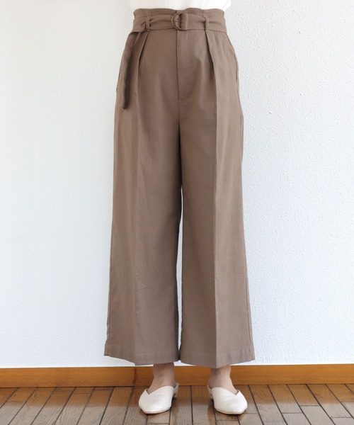 andme(アンドミー)の「リネンベルト付ハイウエストワイドパンツ(その他パンツ・レディース・ブラック/ネイビー/レッド/イエロー/グレイッシュベージュ/キナリ・M/L)」の9枚目の写真