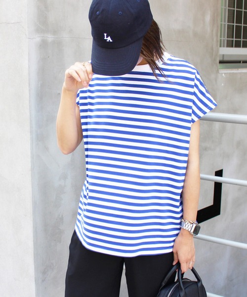MLI'A(エムリア)の「ボーダーフレンチスリーブTシャツ(Tシャツ/カットソー・レディース・ホワイト×ブルー/ホワイト×グリーン/ホワイト系6/ホワイト×ブラック/ホワイト×レッド・M)」の3枚目の写真