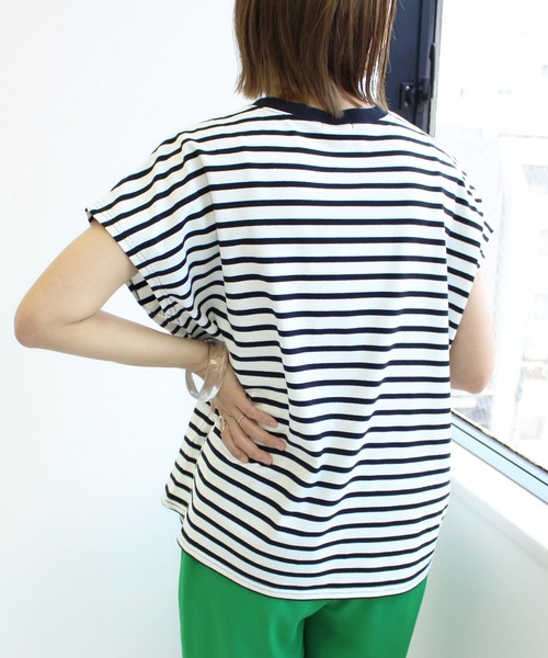 MLI'A(エムリア)の「ボーダーフレンチスリーブTシャツ(Tシャツ/カットソー・レディース・ホワイト×ブルー/ホワイト×グリーン/ホワイト系6/ホワイト×ブラック/ホワイト×レッド・M)」の20枚目の写真