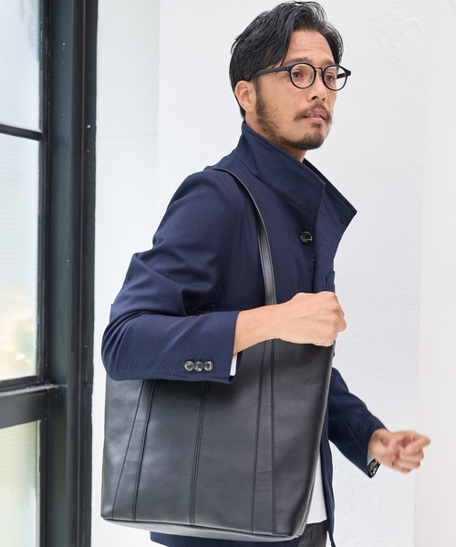 UNION STATION(ユニオンステーション)の「シンセティックレザースクエアトートバッグ(トートバッグ・メンズ・ブラック/ブラック系その他・FREE)」の3枚目の写真