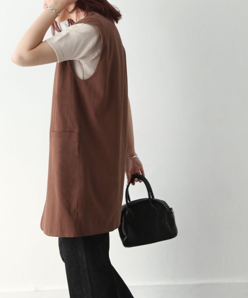 Chillfar（チルファー）の「セミロング丈ジレベスト（ベスト・レディース・ブラック/ベージュ/ブラウン/オレンジ/アイボリー・FREE）」の9枚目の写真