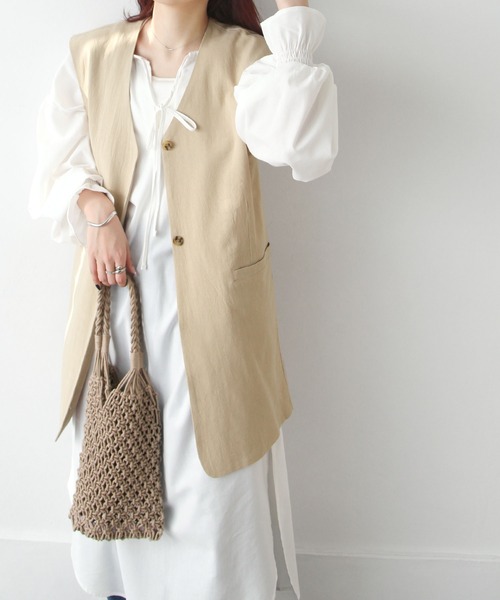 Chillfar（チルファー）の「セミロング丈ジレベスト（ベスト・レディース・ブラック/ベージュ/ブラウン/オレンジ/アイボリー・FREE）」の14枚目の写真