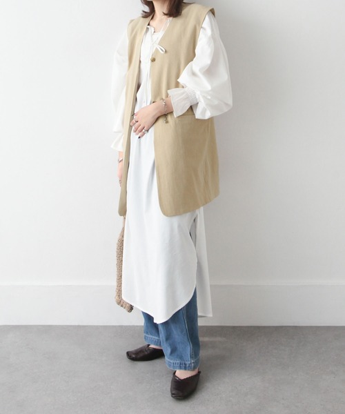 Chillfar（チルファー）の「セミロング丈ジレベスト（ベスト・レディース・ブラック/ベージュ/ブラウン/オレンジ/アイボリー・FREE）」の15枚目の写真