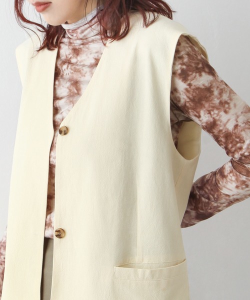 Chillfar（チルファー）の「セミロング丈ジレベスト（ベスト・レディース・ブラック/ベージュ/ブラウン/オレンジ/アイボリー・FREE）」の18枚目の写真