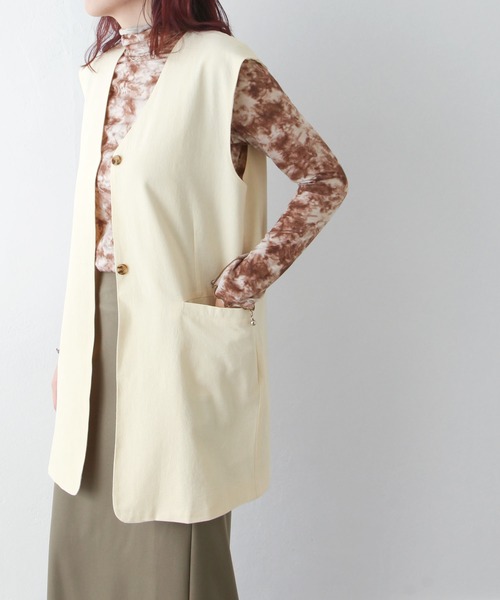 Chillfar（チルファー）の「セミロング丈ジレベスト（ベスト・レディース・ブラック/ベージュ/ブラウン/オレンジ/アイボリー・FREE）」の20枚目の写真