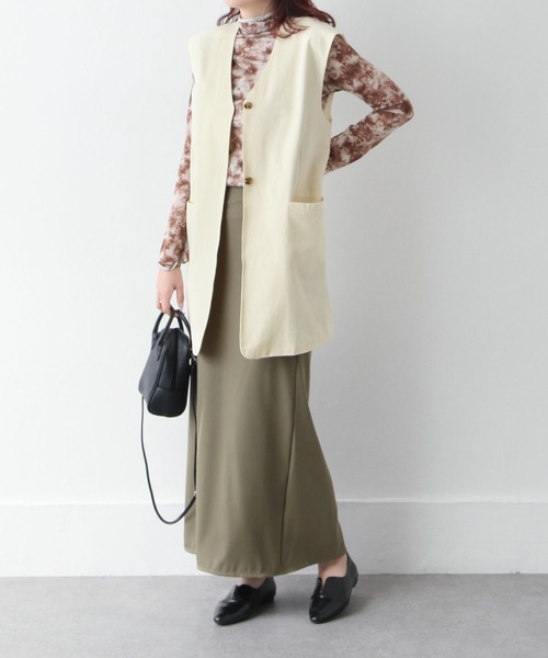 Chillfar（チルファー）の「セミロング丈ジレベスト（ベスト・レディース・ブラック/ベージュ/ブラウン/オレンジ/アイボリー・FREE）」の21枚目の写真