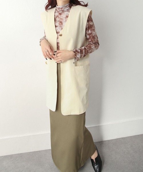 Chillfar（チルファー）の「セミロング丈ジレベスト（ベスト・レディース・ブラック/ベージュ/ブラウン/オレンジ/アイボリー・FREE）」の22枚目の写真