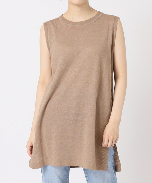 IENA LA BOUCLE(イエナラブークル)の「IENA LA BOUCLE リネンニットノースリーブプルオーバー(ニット/セーター・レディース・ベージュ/カーキ・FREE)」の4枚目の写真