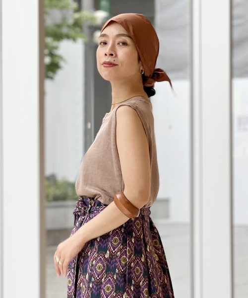 美品 イエナラブークル リネンケープニット ロングニット パープル 定価1.9万 ケーブル編みニットベスト×リブニットチュールワンピースSET