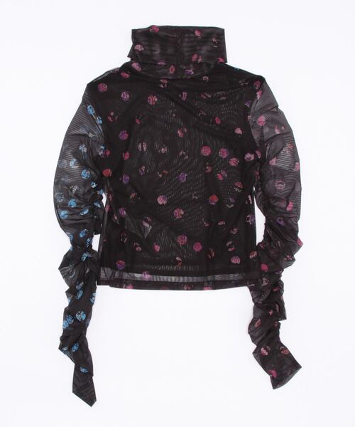 【デシグアル】花柄 チュールTシャツ デシグアル Desigual ドット&花柄 チュールTシャツ （グレー