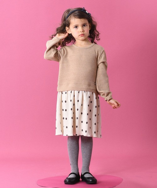 trois lapins kp（トロワラパンケーピー）の「畦Wフェイスワンピース(100～130cm)（ワンピース・キッズ・ブラック/ベージュ・100cm/110cm/120cm/130cm）」の5枚目の写真