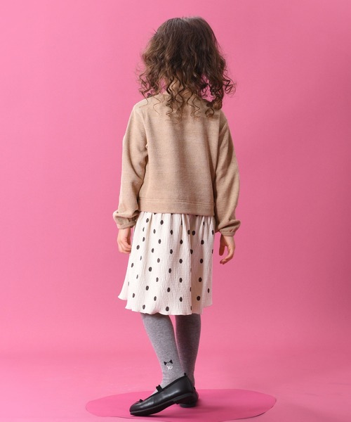 trois lapins kp（トロワラパンケーピー）の「畦Wフェイスワンピース(100～130cm)（ワンピース・キッズ・ブラック/ベージュ・100cm/110cm/120cm/130cm）」の4枚目の写真