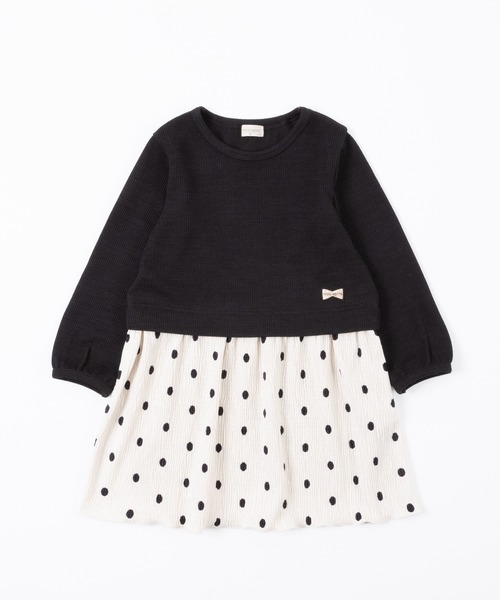 trois lapins kp（トロワラパンケーピー）の「畦Wフェイスワンピース(100～130cm)（ワンピース・キッズ・ブラック/ベージュ・100cm/110cm/120cm/130cm）」の18枚目の写真