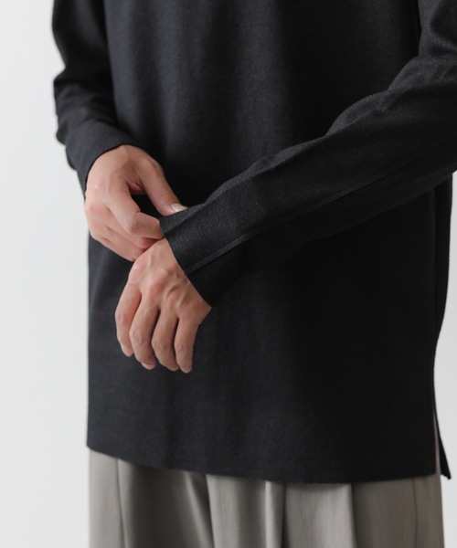 ATTACHMENT(アタッチメント)の「ウール・シルク インターロック カットオフ TEE / WO/SI INTERLOCK CUT OFF L/S TEE(Tシャツ/カットソー・メンズ・ダークグレー/グレー系その他/ライトベージュ・1/2/3)」の9枚目の写真