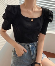 DAY CLOSET | レディース スクエアネックパワショルリブトップス(シャツ/ブラウス)