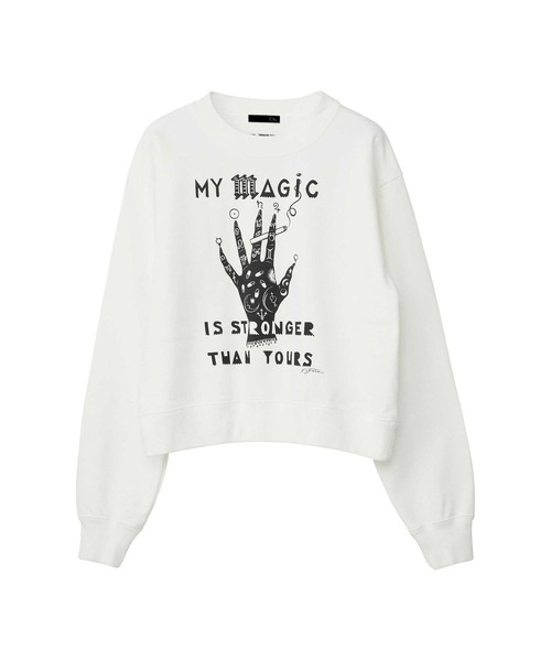 HYSTERIC GLAMOUR(ヒステリックグラマー)の「NIAGARA/STRONGER THAN YOURS BACK ショートスウェット(スウェット・レディース・グレー/ブラック/ホワイト・FREE)」の1枚目の写真