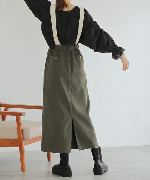 Crisp（クリスプ）の「サスペンダーミリタリースカート（スカート・レディース・ブラック/カーキ・FREE）」の6枚目の写真