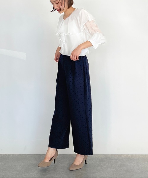 PICCIN(ピッチン)の「フロッキードットストレッチワイドパンツ(その他パンツ・レディース・ブラック/ネイビー・M)」の19枚目の写真