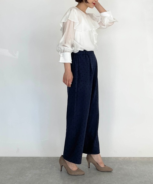 PICCIN(ピッチン)の「フロッキードットストレッチワイドパンツ(その他パンツ・レディース・ブラック/ネイビー・M)」の21枚目の写真