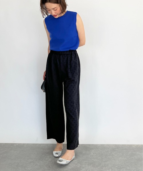 PICCIN(ピッチン)の「フロッキードットストレッチワイドパンツ(その他パンツ・レディース・ブラック/ネイビー・M)」の10枚目の写真