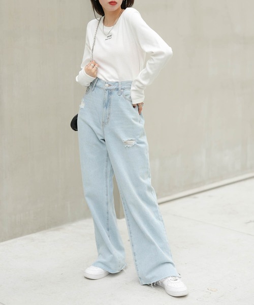 WEGO（ウィゴー）の「WEGO/ロゴ刺繍リブロンT（Tシャツ/カットソー・レディース・ホワイト/ブラック/グリーン/その他1・FREE）」の11枚目の写真