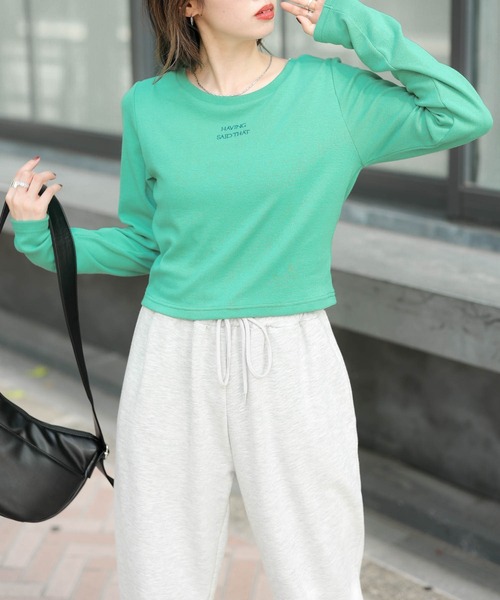 WEGO（ウィゴー）の「WEGO/ロゴ刺繍リブロンT（Tシャツ/カットソー・レディース・ホワイト/ブラック/グリーン/その他1・FREE）」の8枚目の写真