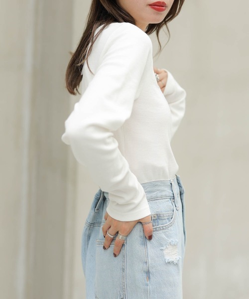 WEGO（ウィゴー）の「WEGO/ロゴ刺繍リブロンT（Tシャツ/カットソー・レディース・ホワイト/ブラック/グリーン/その他1・FREE）」の15枚目の写真