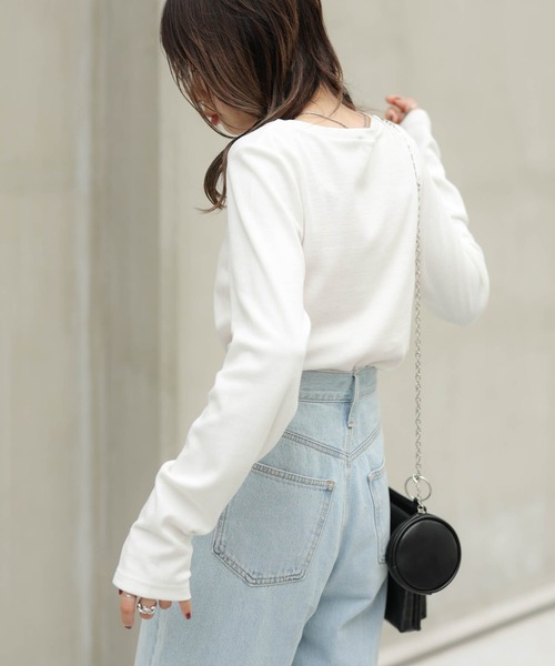 WEGO（ウィゴー）の「WEGO/ロゴ刺繍リブロンT（Tシャツ/カットソー・レディース・ホワイト/ブラック/グリーン/その他1・FREE）」の16枚目の写真