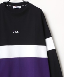 FILA | FILA/フィラ 別注 ビッグシルエット ロゴ ワンポイント刺繍 袖プリント/バイカラー ロングスリーブTシャツ/レディース メンズ ロンT(Tシャツ/カットソー)