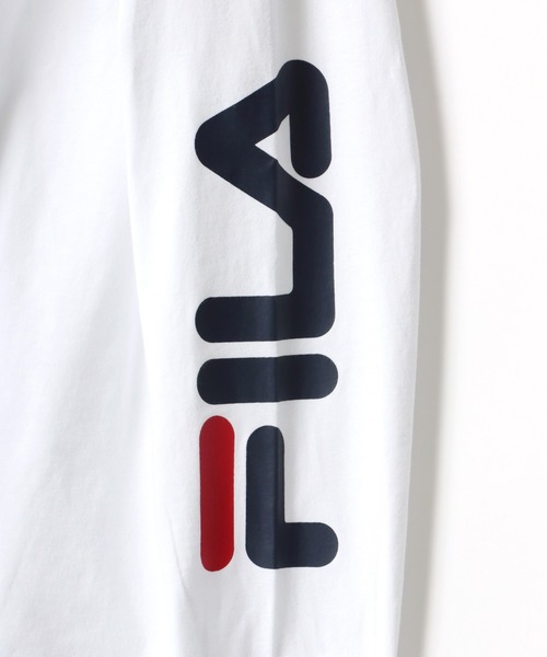 FILA(フィラ)の「FILA/フィラ 別注 ビッグシルエット ロゴ ワンポイント刺繍 袖プリント/バイカラー ロングスリーブTシャツ/レディース メンズ ロンT(Tシャツ/カットソー・メンズ・ホワイト/ブラック/ダークグリーン/ベージュ系その他/グリーン系その他/パープル系その他・LL/M/L)」の16枚目の写真