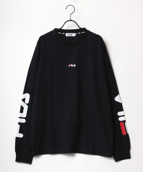 FILA(フィラ)の「FILA/フィラ 別注 ビッグシルエット ロゴ ワンポイント刺繍 袖プリント/バイカラー ロングスリーブTシャツ/レディース メンズ ロンT(Tシャツ/カットソー・メンズ・ホワイト/ブラック/ダークグリーン/ベージュ系その他/グリーン系その他/パープル系その他・LL/M/L)」の8枚目の写真