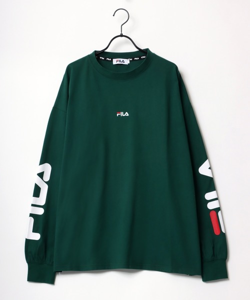 FILA(フィラ)の「FILA/フィラ 別注 ビッグシルエット ロゴ ワンポイント刺繍 袖プリント/バイカラー ロングスリーブTシャツ/レディース メンズ ロンT(Tシャツ/カットソー・メンズ・ホワイト/ブラック/ダークグリーン/ベージュ系その他/グリーン系その他/パープル系その他・LL/M/L)」の10枚目の写真