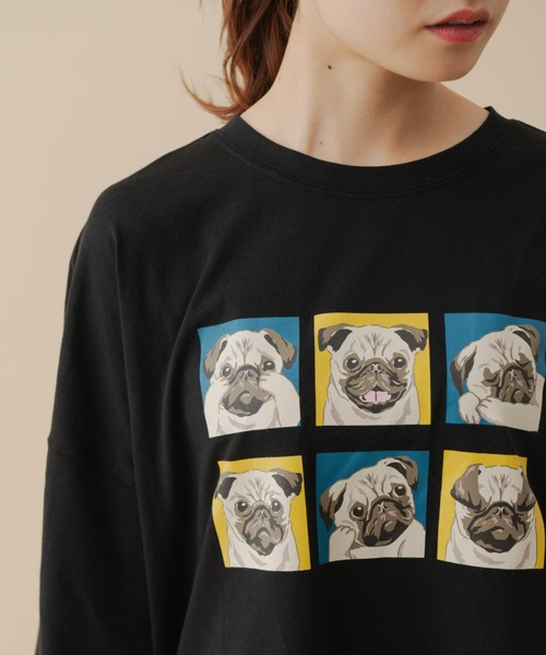 MERLOT(メルロー)の「パグロンT(Tシャツ/カットソー・レディース・ホワイト/ブラック・FREE)」の19枚目の写真