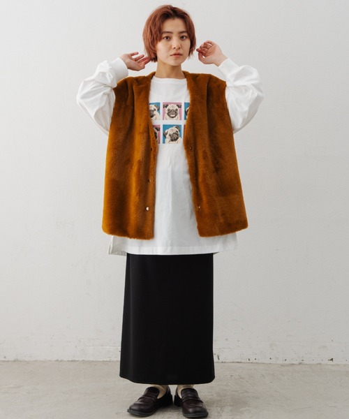 MERLOT(メルロー)の「パグロンT(Tシャツ/カットソー・レディース・ホワイト/ブラック・FREE)」の13枚目の写真